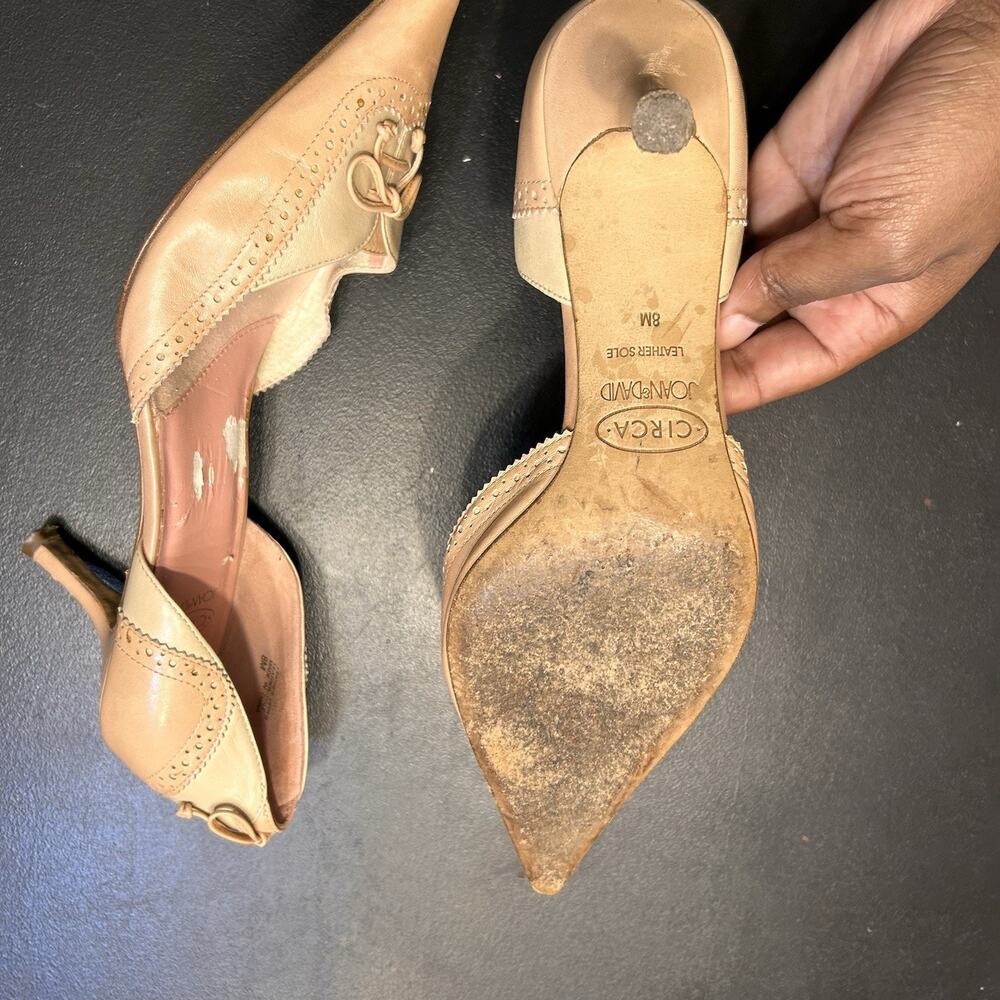 Vintage Pointed Toe Circa Joan & David Leather Lace Up Kitten Heels Size 8M - Picture 6 of 8